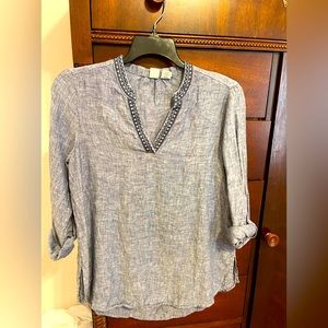 Linen 3/4 sleeve with side split